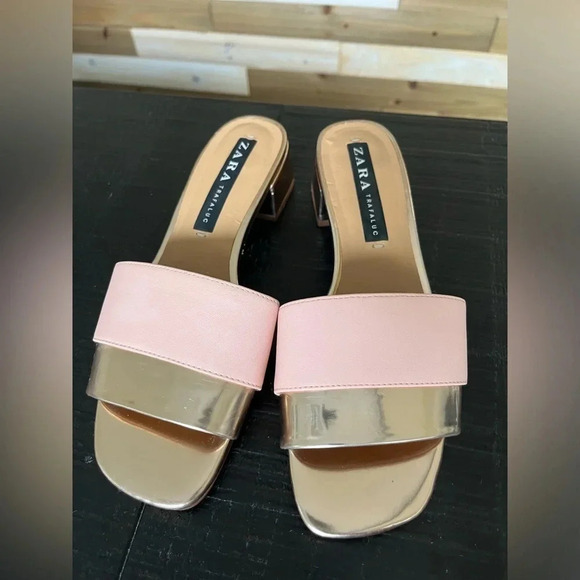 ZARA BLOCK HEEL sandal Two toned SZ 38 - Picture 5 of 7